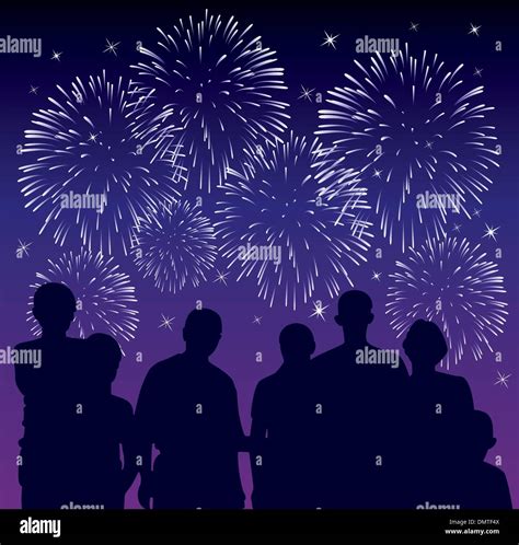 Vector People Watching Fireworks Stock Vector Image And Art Alamy