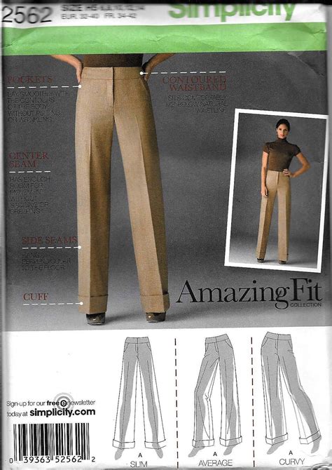 Simplicity 2562 Misses Amazing Fit Wide Legged Pants Slacks Sewing