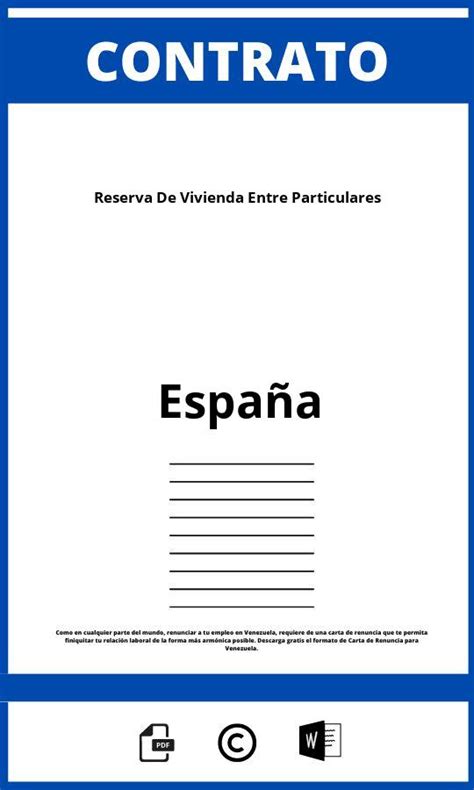 Contrato De Reserva De Vivienda Entre Particulares Espa A