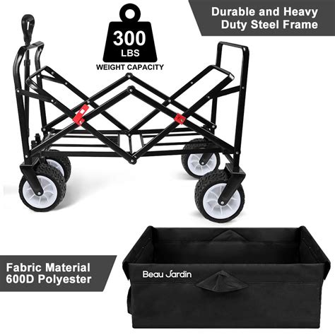 Beau Jardin Folding Beach Wagon Cart Pound Capacity Collapsible