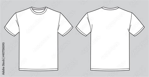 Blank white t-shirt template. Front and back view Stock Vector | Adobe Stock