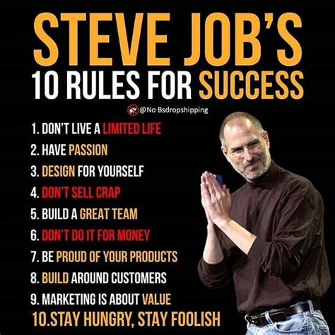 Steve Jobs 10 Rule For Success 10rule Success Follow Link Trends Of Business Vision