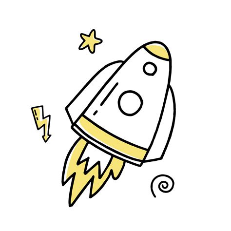 Rocket Doodle Icon Vector Illustration Of A Rocket Going To Take Off