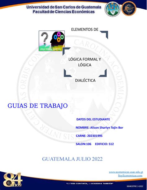 Guia De Trabajo Elementos De L Gica Formal Y L Gica Dial Ctica Guias