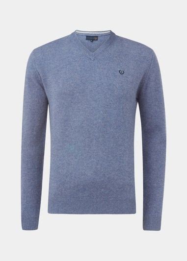 Lincoln Blue Lambswool V Neck Jumper Matalan