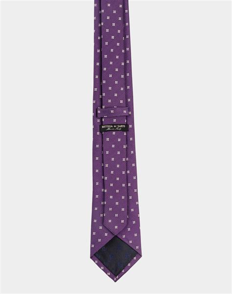 Purple Silk Tie With Patterned Design - Bottega Del Sarto