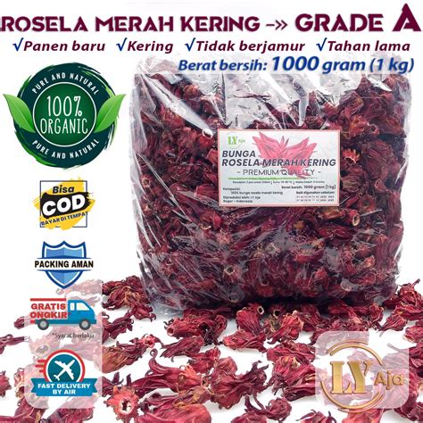 Jual Teh Bunga Rosella Merah Rosela Ungu Kg Kg Ly Aja Kering Grade A