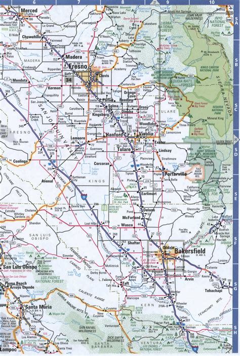 Central California Map Of Cities