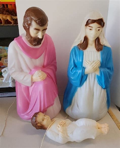 Vintage Empire Blow Mold Christmas Lighted Nativity Set 27 Joseph Mary Jesus Ebay