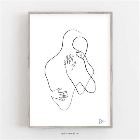 Printable Line Art Couple Minimalist Wall Art One Line Etsy