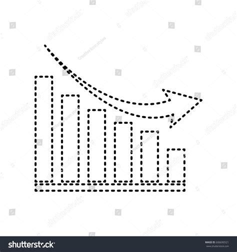 Declining Graph Sign Vector Black Dashed Vector De Stock Libre De