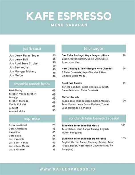 Contoh Menu Kafe Lezat Gratis Siap Edit Canva