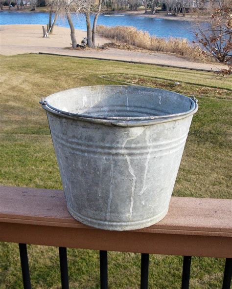 LARGE Galvanized Pail Metal Bucket Large Pail Farm Pail Etsy