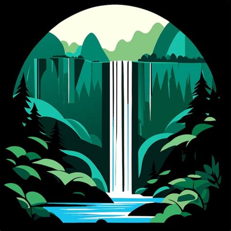 Premium Vector Waterfall In The Forest Vector Illustration