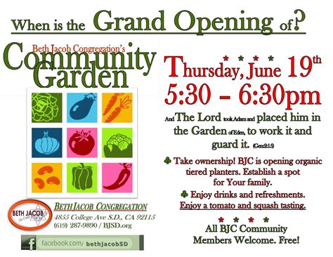 BJSD Community Garden Grand Opening - Event - Beth Jacob Congregation