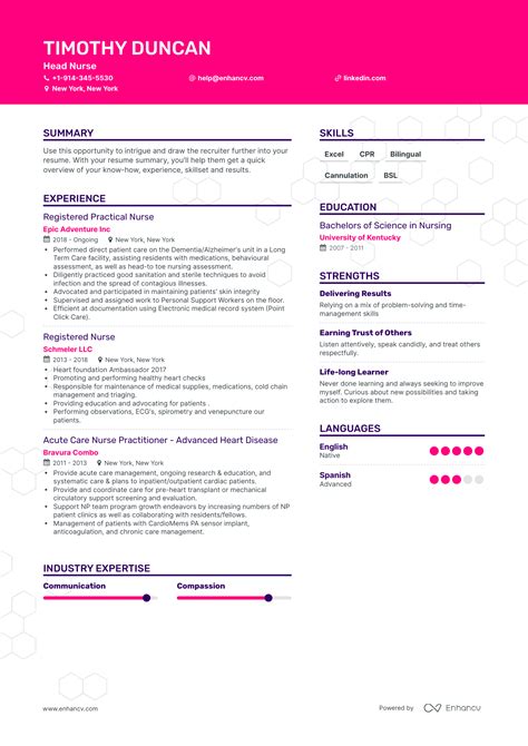 Head Nurse Resume Examples And Guide For 2023 Layout Skills Keywords And Job Description