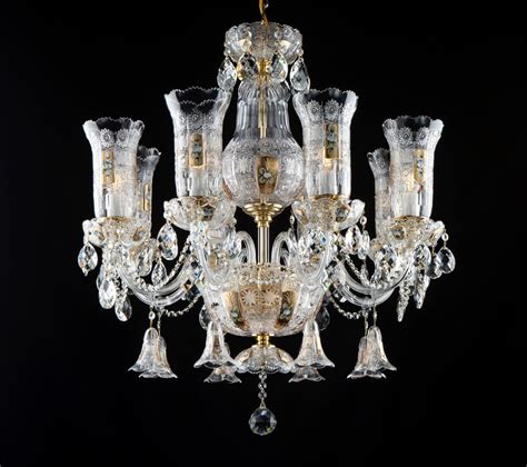 8 Arm Bohemian Crystal Chandelier With Vases High Enamel On A Golden