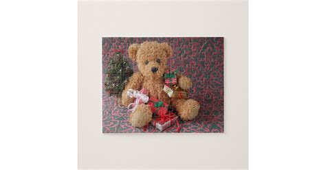 Teddy Bear With Many Christmas Ts Jigsaw Puzzle Zazzle