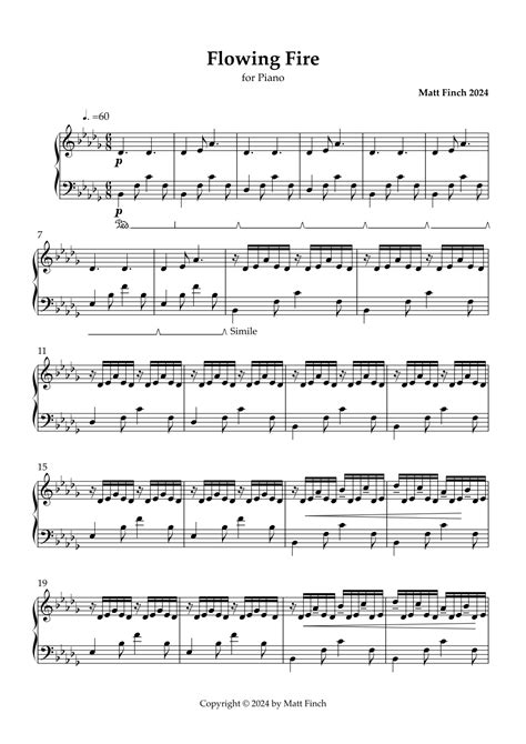 Flowing Fire Sheet Music Matt Finch Piano Solo