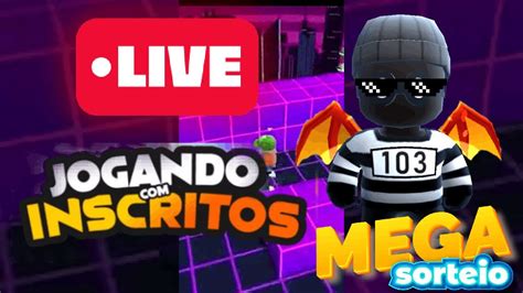 LIVE SORTEIO DE GEMA BLOCK DASH JOGANDO INSCRITOS STUMBLE GUYS