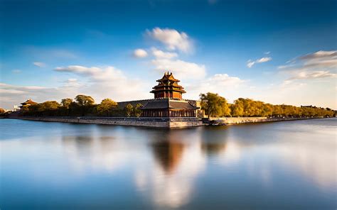 Foso De La Ciudad Prohibida De Pek N Arquitectura Beijing Azul