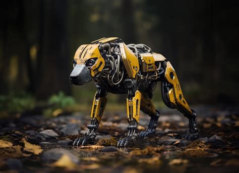 Premium AI Image | Futuristic robot dog assistant of man in the near future