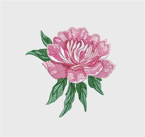 Peony Machine Embroidery Design Peonies Pink 4 Sizes Etsy