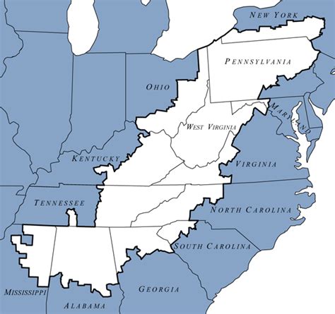 Map Of Appalachia Southern And Northern Appalachian Region