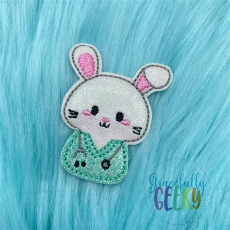 Nurse Bunny Feltie Ith Embroidery Design 4x4 Hoop And Larger