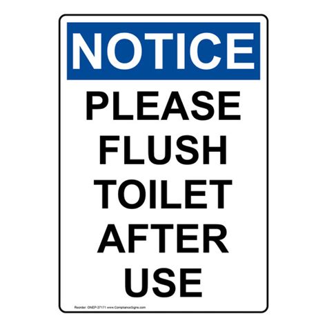 Vertical Please Flush Toilet After Use Sign OSHA NOTICE