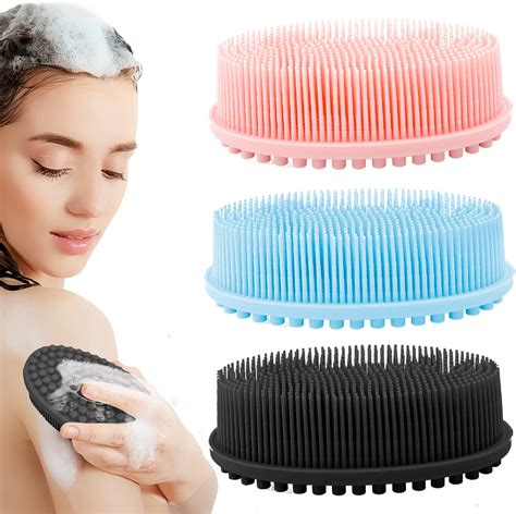 3 Pack Silicone Body Scrubber Soft Silicone Loofah