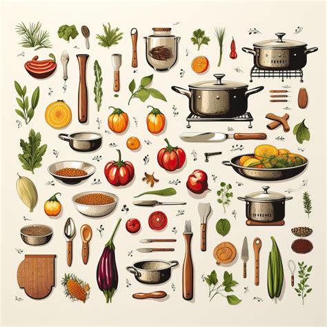 Premium Vector | Flat design vector cooking elements on white background