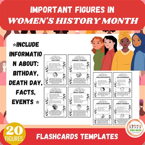 Womens History Month Famous Womens Flashcards Printable K St