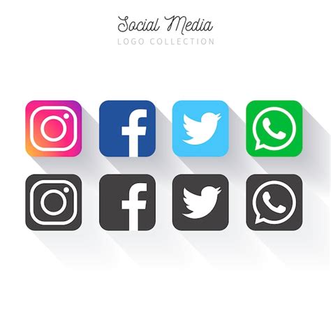 Coleção de logotipo de redes sociais populares Vetor Premium