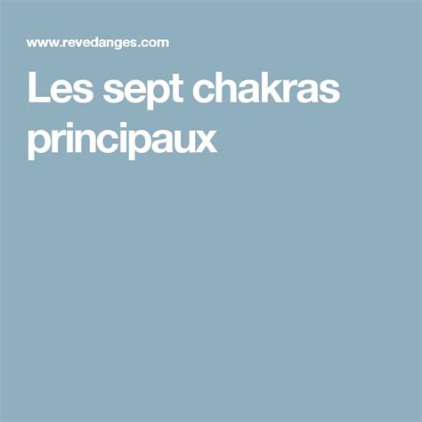 Les Sept Chakras Principaux Chakra