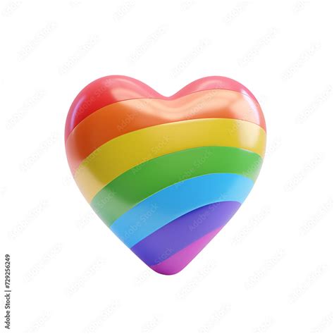 LGBT Gay Rainbow Flag In A Pride Heart Simple 3D Cartoon Illustration Isolated On Transparent