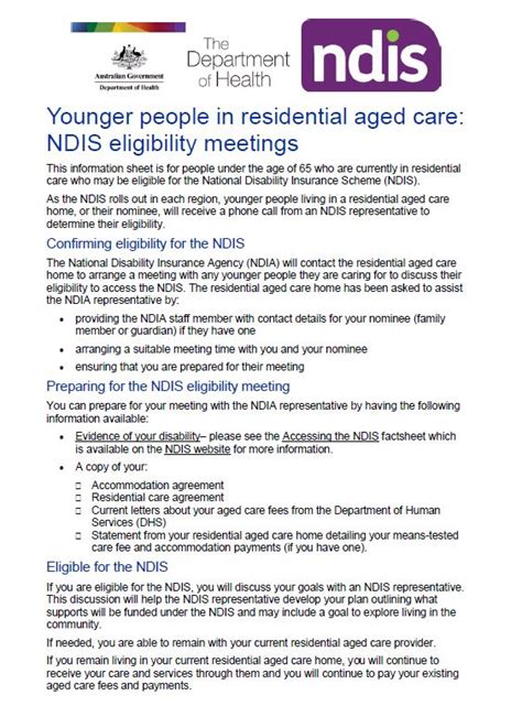 Younger People In Residential Aged Care Ndis Eligibility Meetings