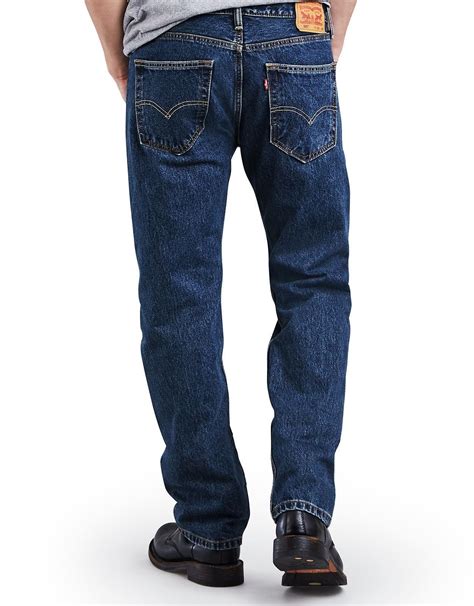 Levis Mens 505 Regular Mid Rise Regular Fit Straight Leg Jeans Dark