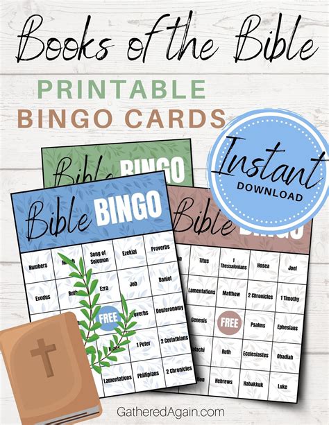 Books Of The Bible Christian Bingo Game Printable Instant Etsy