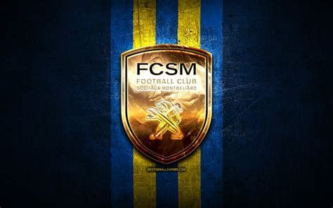 Download wallpapers Sochaux FC, golden logo, Ligue 2, blue metal ...