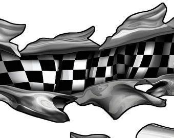 Tribal Checkered Flag Car Racing Vinyl Wrap Kit Etsy Checkered Flag