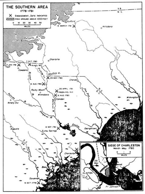 Map Of The The Southern Area 1778 1781 American Revolutionary War