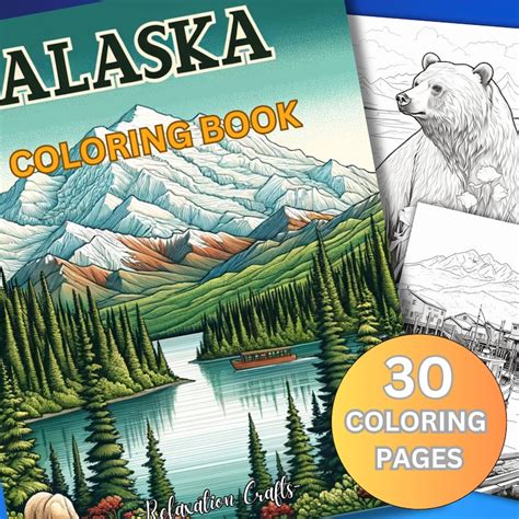 30 Pages Alaska Coloring Book For Adults Intricate Alaska Themed