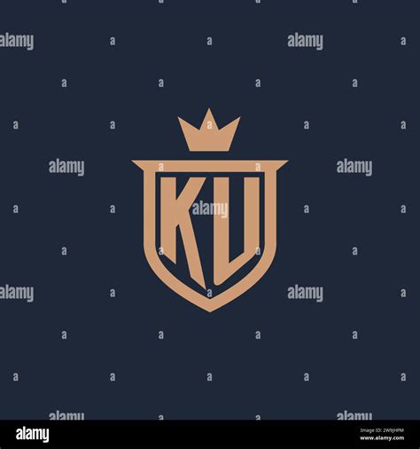 Ku Monogram Initial Logo With Shield And Crown Style Design Ideas Stock