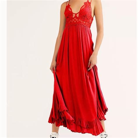 Free People Dresses Nwt Free People Adella Maxi Slip Dress In Red