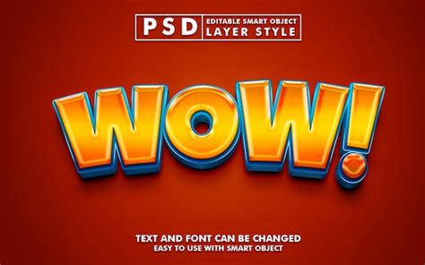 Effet De Texte Modifiable D Brillant Comique Wow Psd Premium Psd Premium