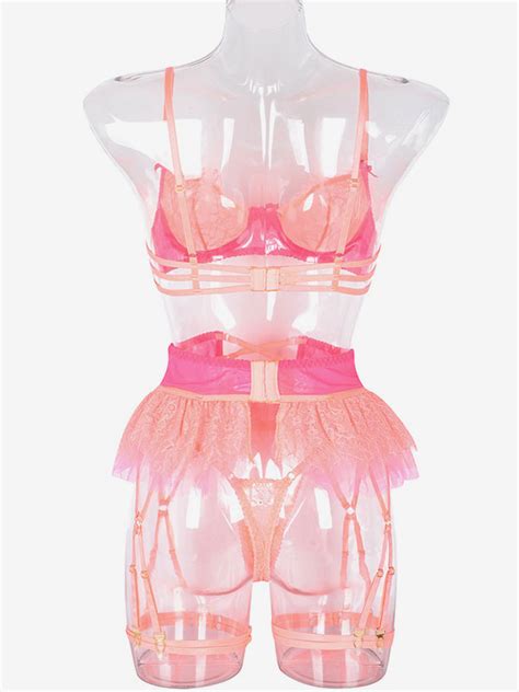 Bras Lingerie Women Bra Orange Red Polyester Sexy Hot Underwear Milanoo