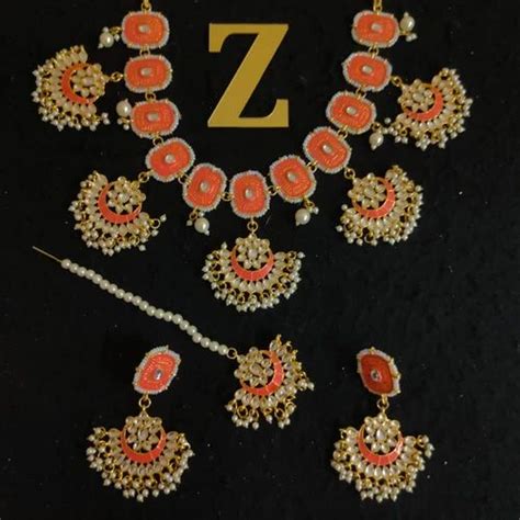 Zevar I Kundan Studded Meenakari Necklace Set At Rs Kundan