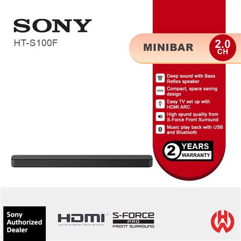 Sony Ht S100f 120w 2ch Soundbar Hts100f Black Shopee Malaysia