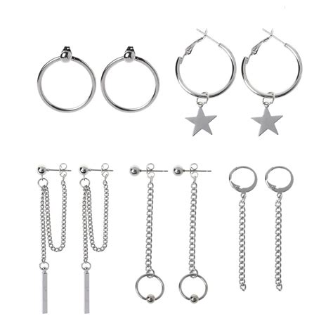 Buy Korea Jewelry Kpop Bangtan Boy Punk Titanium Steel Tassel Chain Drop Earring Kit At